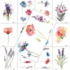 Акварельные Лавандовые Подсолнухи, Временные татуировки, Реалистичная наклейка для девочек для женщин, искусственная Водонепроницаемая татуировка, боди-арт, тату на руку