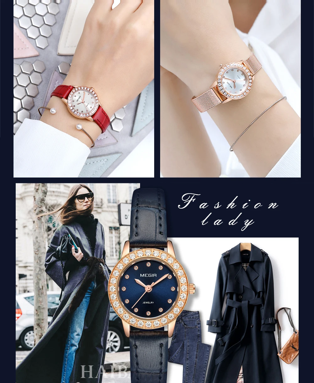 Женские часы MEGIR Элегантные повседневные кварцевые с ремешком из розового золота