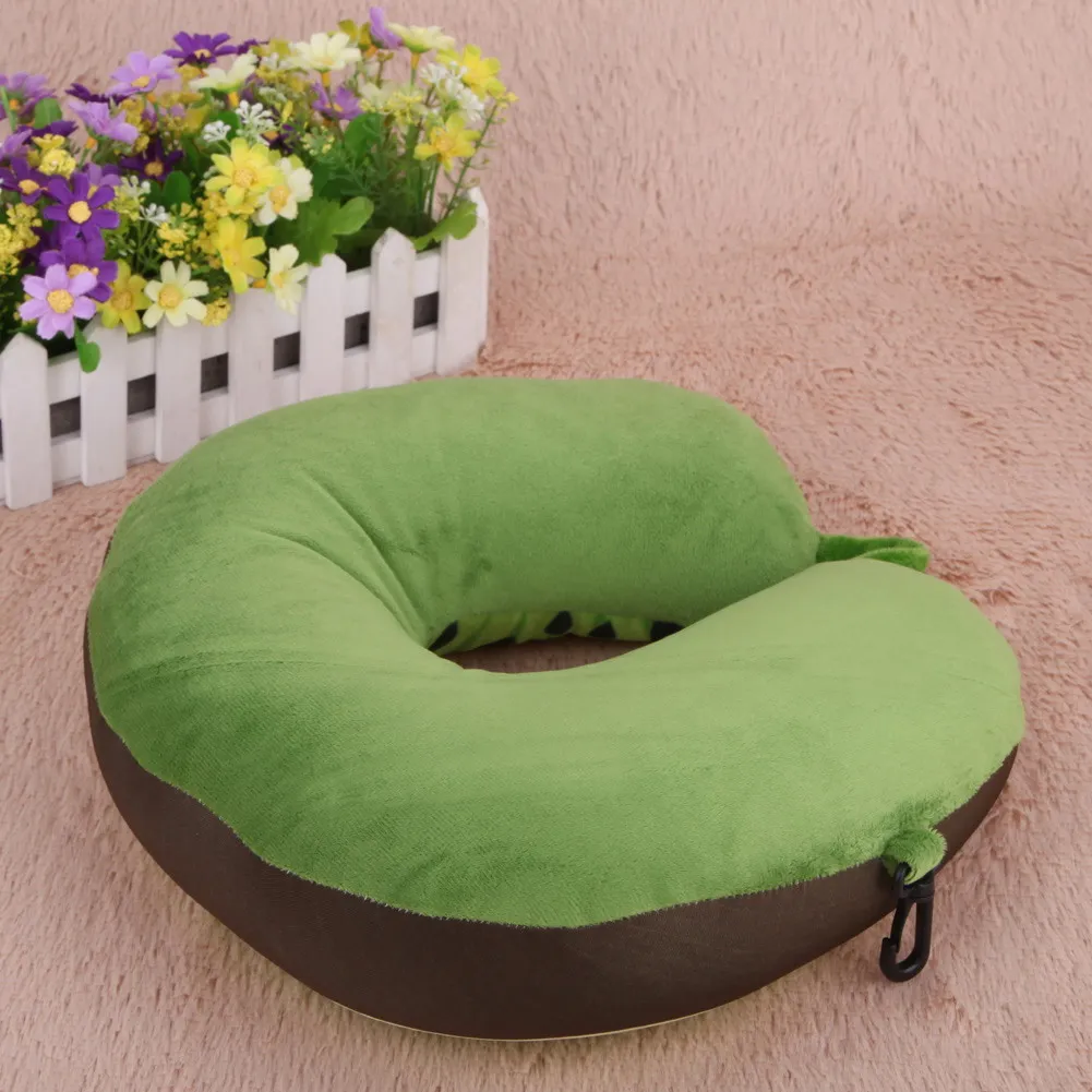Cartoon Fruit U-Shaped Travel Pillow Aircraft Neck Watermelon Lemon Kiwi Orange Car Pillows Soft Cushion Home Textile LST | Дом и сад