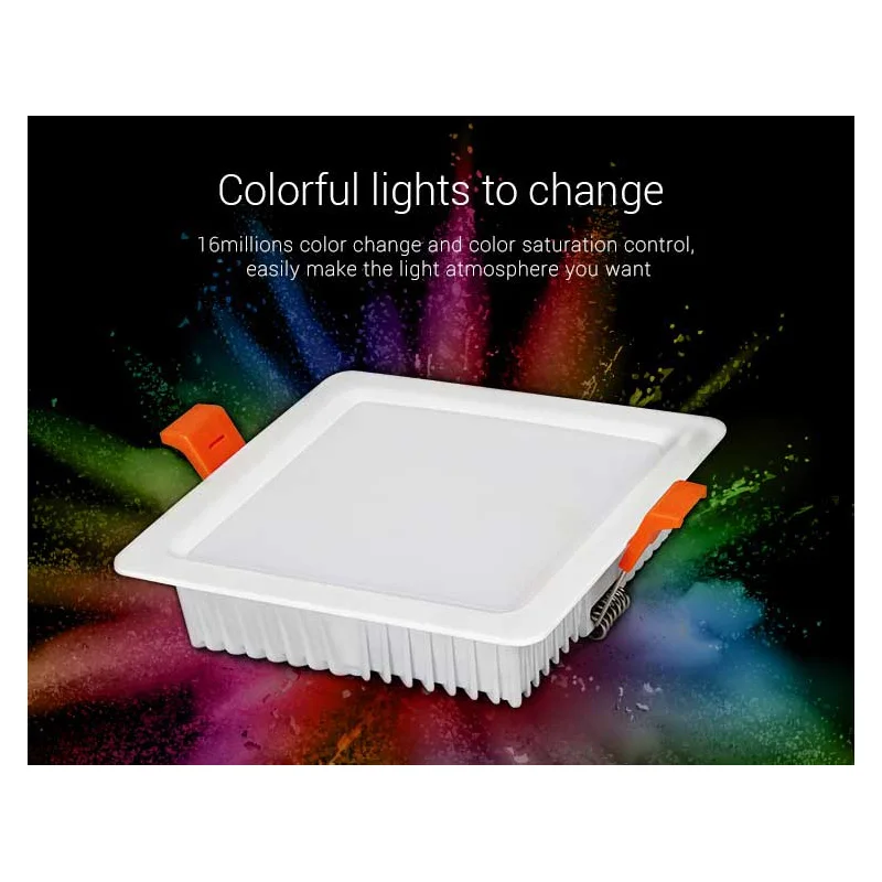 Miboxer FUT064 9W RGB+ CCT Квадратный светодиодный светильник AC100~ 240 V, FUT089 8-Zone RGB+ CCT пульт дистанционного управления - Испускаемый цвет: FUT064    only