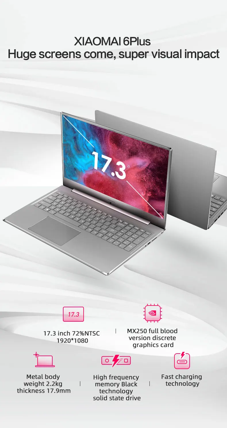 MaiBenBen XiaoMai 6 Plus для игр intel 5405U+ NVIDIA MX250 видеокарта/серебристый/8 Гб ram/PCI-E 256G+ 1 ТБ 17," 72% NTSC ноутбук