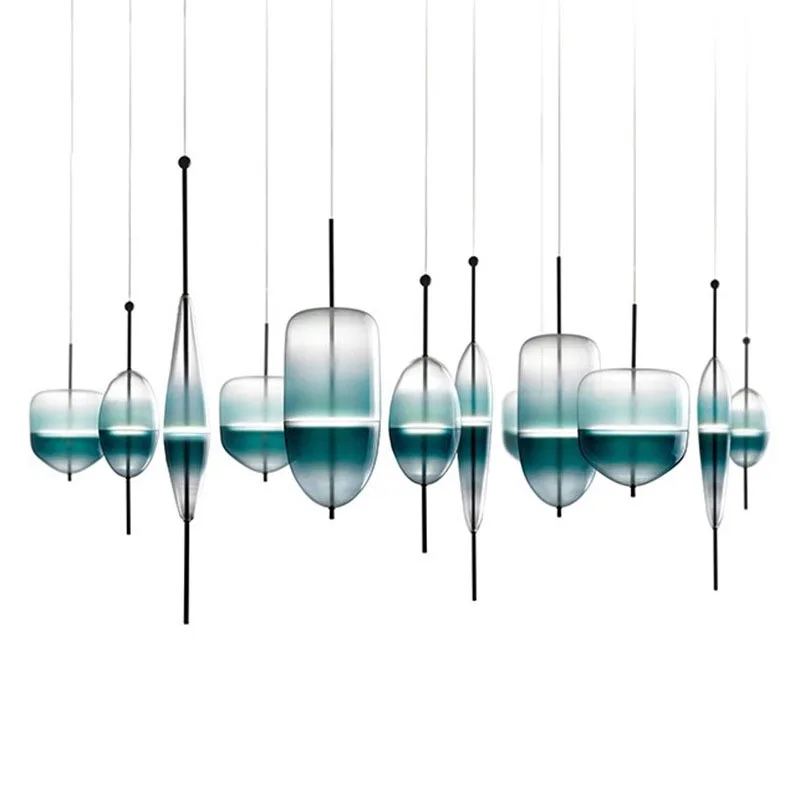 Post Modern Venice Glass Drop LED Pendant Light Blue Art Decor Lamp Simple White Hanging | Освещение