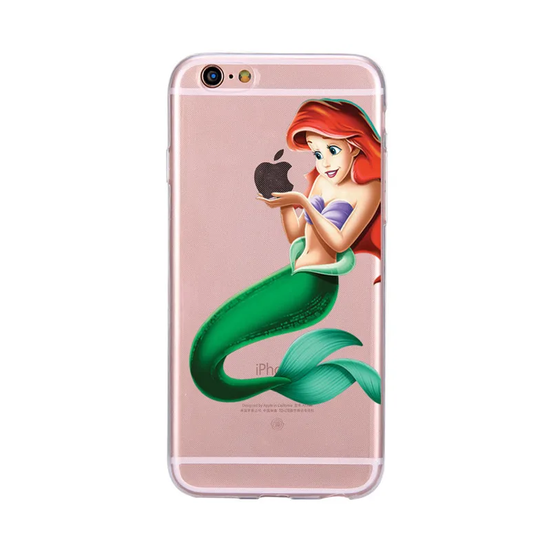 Phone Case For iPhone 7 Plus iphone 8 Cute Snow White Princess Ariel Mermaid Cartoon Cover Shell Fundas Capa Coques |