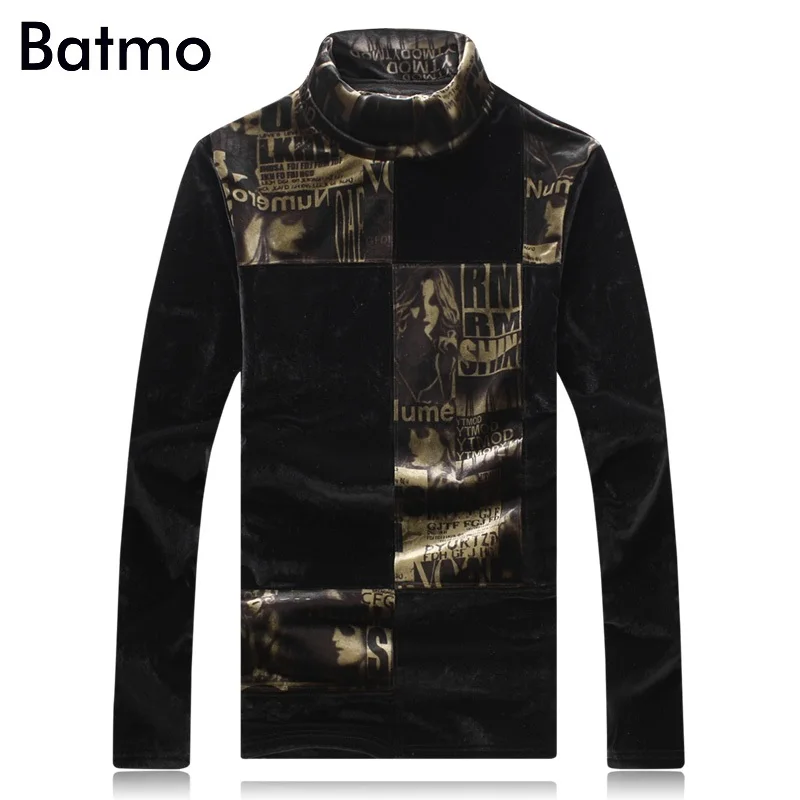 Мужская зимняя велюровая футболка повседневная шерстяная Футболка с принтом в