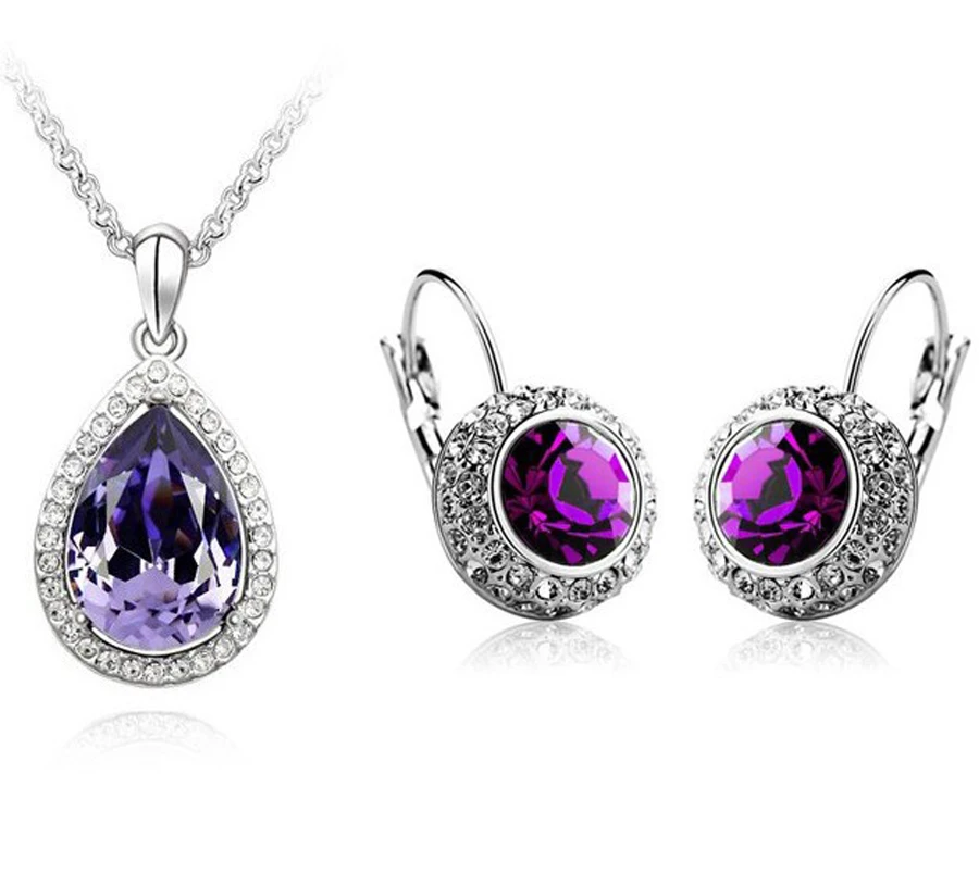 Комплект из колье и серёг с австрийскими кристаллами|necklace swan|necklace jewelry gift boxjewelry