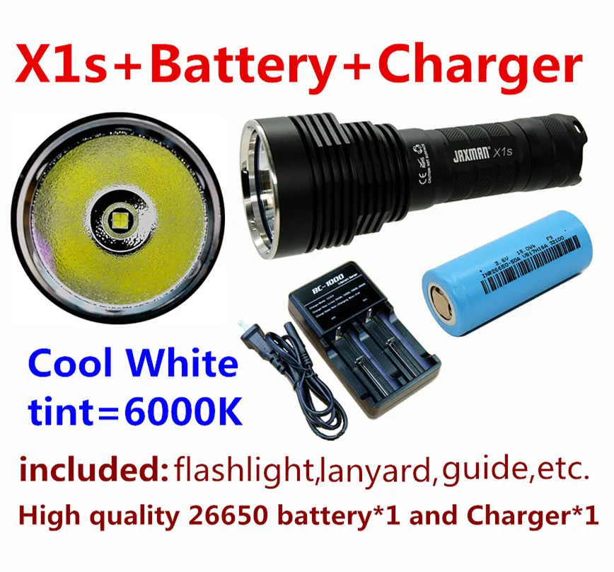 Jaxman X1s версия потока CREE XHP50/XHP50.2 26650/18650 светодиодный фонарик Тактический задний переключатель - Испускаемый цвет: CW battery charger