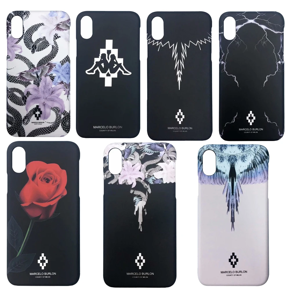 Marcelo Burlon Cover For iPhone 7/8/X/6/6S/6Plus/7 Plus PC Case Hard Plastic Animal Funda 7/8/X Snake |
