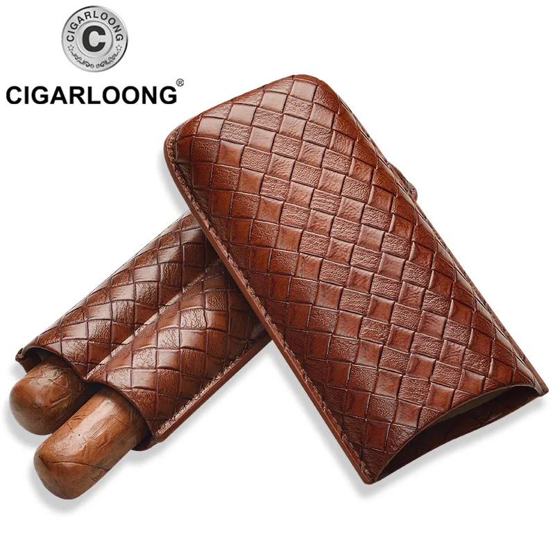 

CIGARLOONG Cigar Moisturizing Set Travel Leather Case Portable Cigar Set 2 Assemblies CP-1016