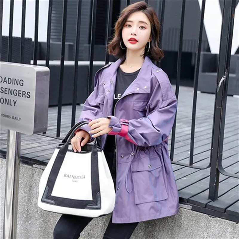 Короткий Женский Тренч весна осень новинка 2020 Повседневный большой размер талия
