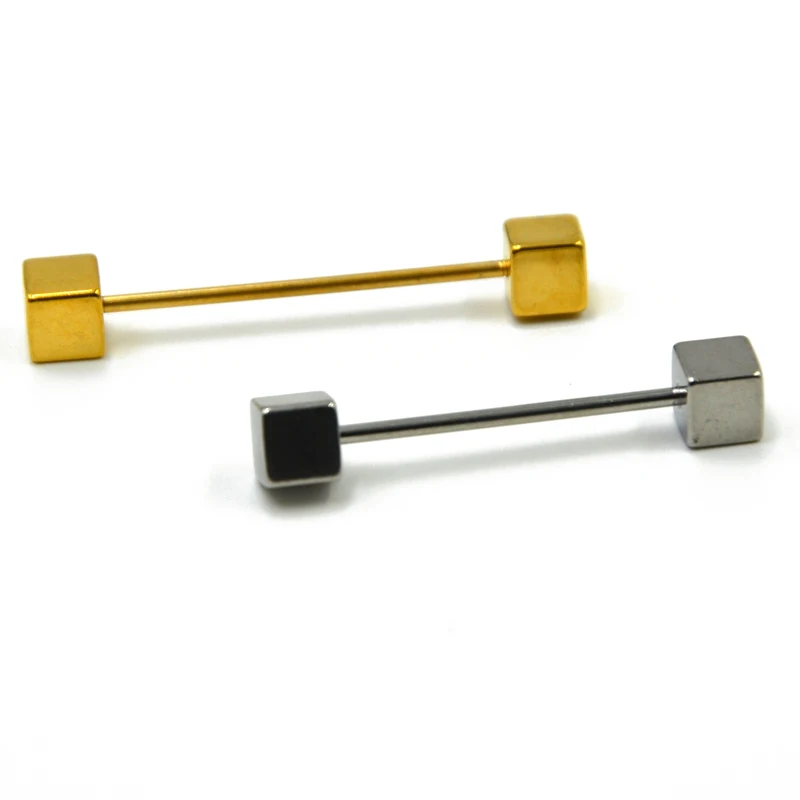 Showlove 2pcs 316 Stainless Steel Square Shape 16G Long industrial Barbell Cartilage Earrings Body Piercing Jewelry | Украшения и