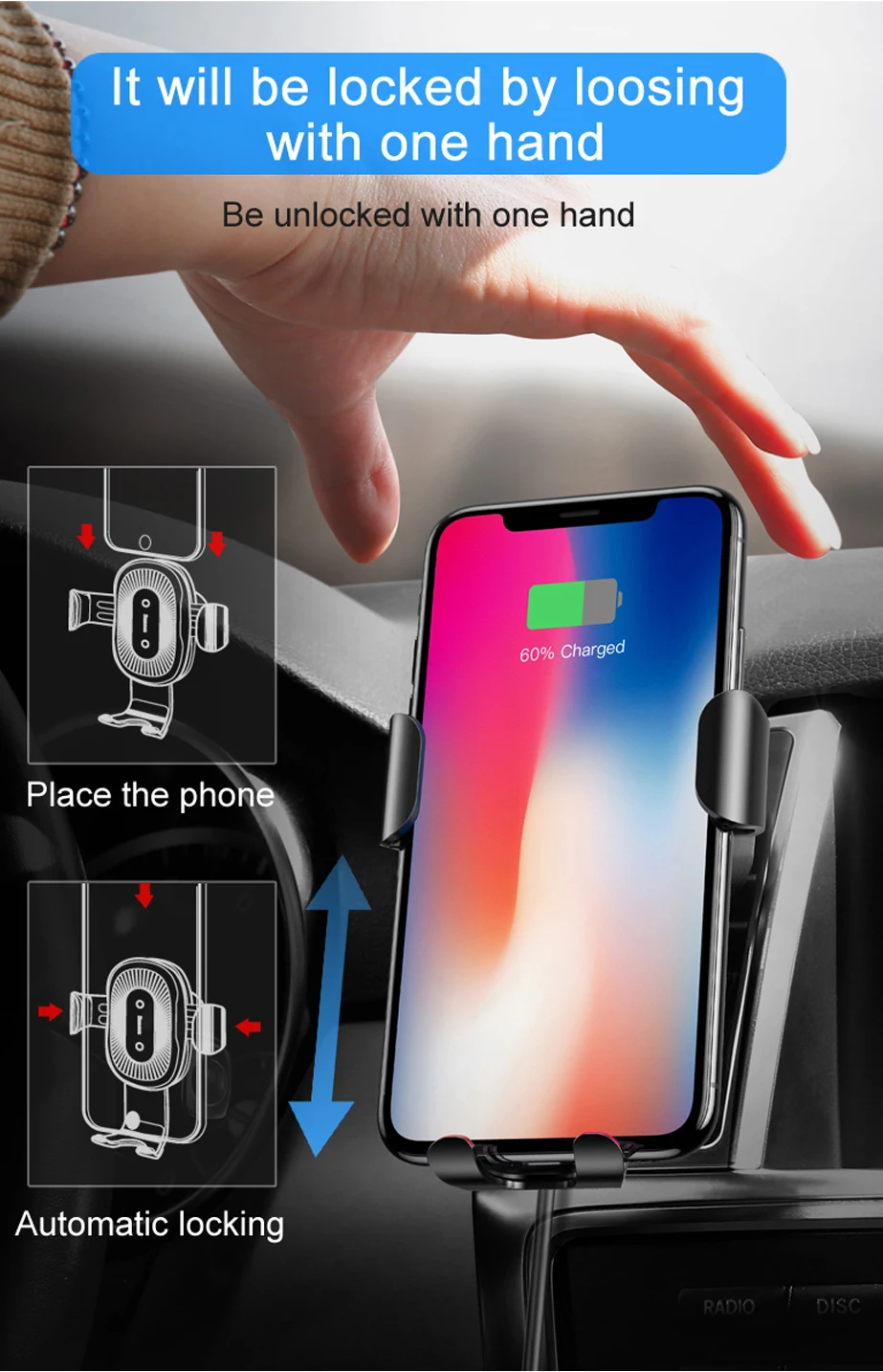 Baseus Car Qi Wireless Charger For iPhone 11 Pro XS Max X 10w Fast Wirless Charging Wireless Car Charger For Samsung S10 Xiaomi