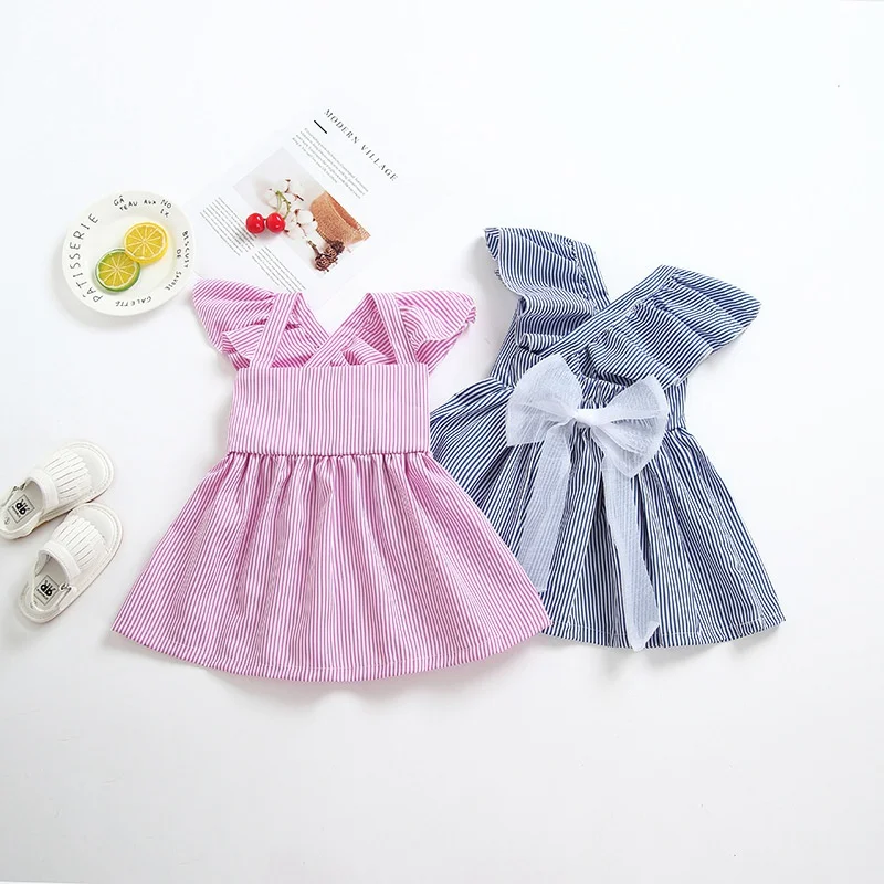 Детское приталенное платье с оборками и бантом S8696 | Детская одежда обувь