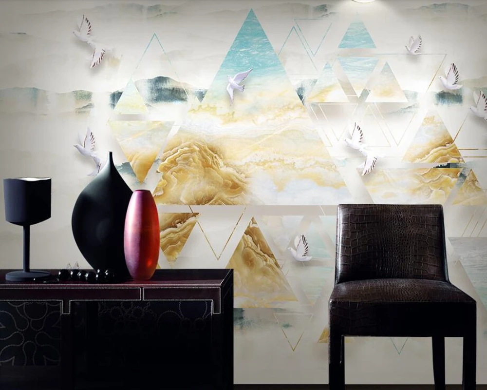 Papel de pared Marble landscape modern minimalistic geometric 3d wallpaper living room sofa TV background kids' murals | Обустройство
