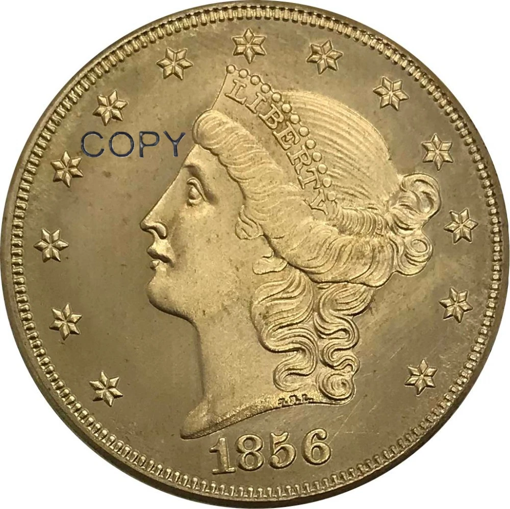 1856 O США 20 20 долларов Liberty Head двуглавый орёл Золотая монета латунь коллекционные имитация монеты