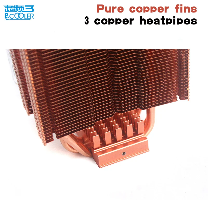 Pccooler кулер для процессора из чистой меди плавники, 4pin 9 см PWM тихий вентилятор для AMD Intel LGA775 115x2011 компьютер PC процессор охлаждения вентилятор радиатора