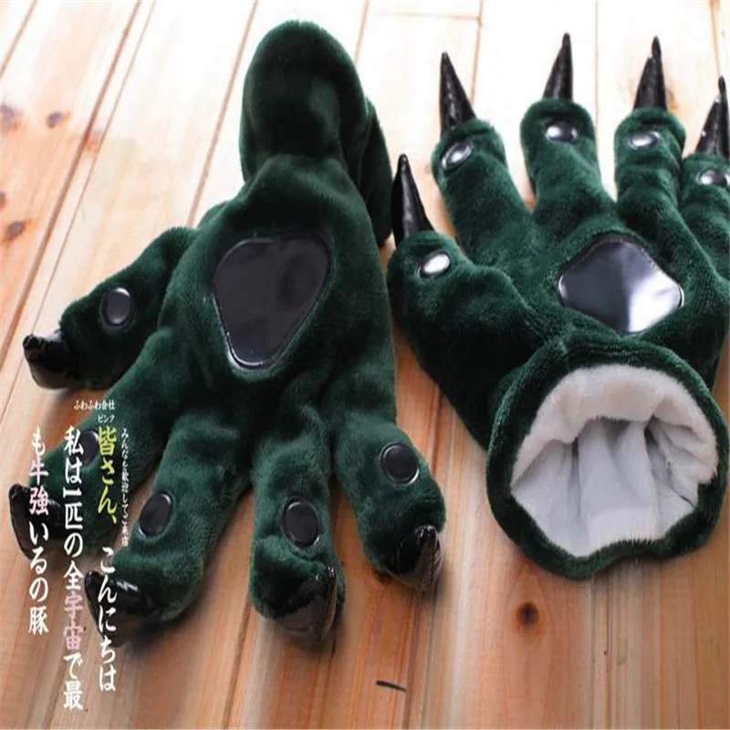 Аниме Косплей сиамские пижамы животные перчатки-когти фланелевые панда динозавр