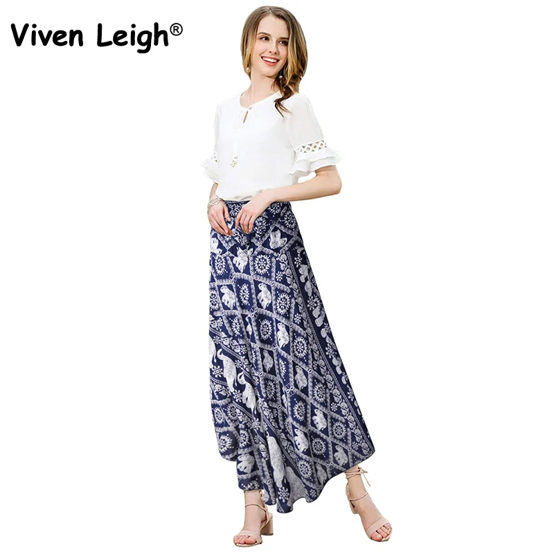 Viven leigh элегантный плед Цыганский Boho Юбки для женщин в богемном стиле Стиль 2018