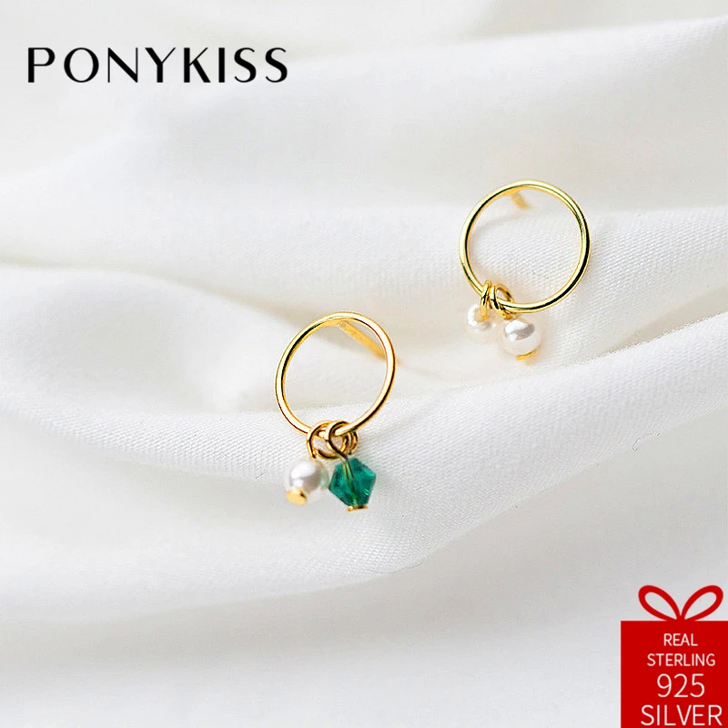Женские асимметричные серьги подвески PONYKISS круглые короткие висячие из 100%
