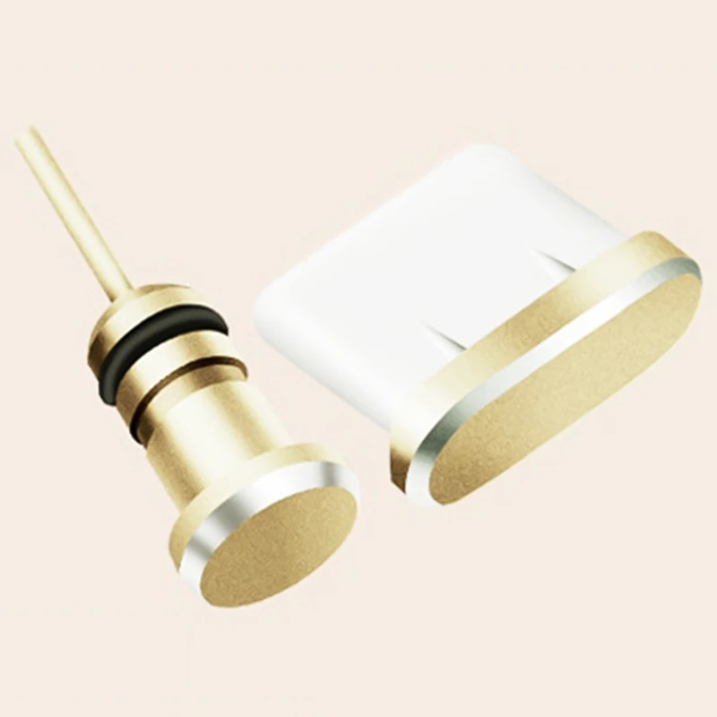Металлическая пыль Plug Аксессуары для телефонов зарядный разъем для наушников Jack 3,5 Для Huawei VIVO Oppo type C для IPhone X 8 7 Plus 6 - Цвет: GD