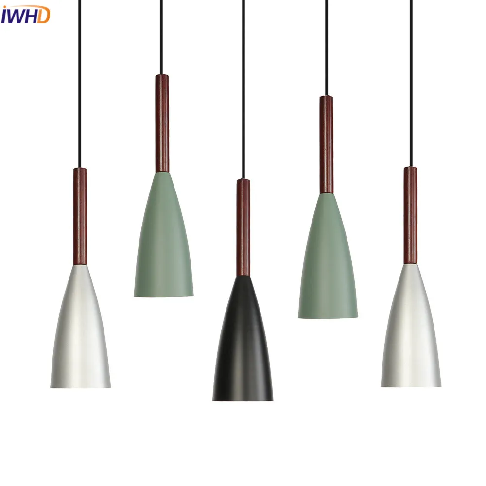 

IWHD Modern LED Pendant Lights Aluminum Loft Hanglamp Wooden Industrial Lamp Hanging Lamp Light Fixtures Luminaire Suspendu