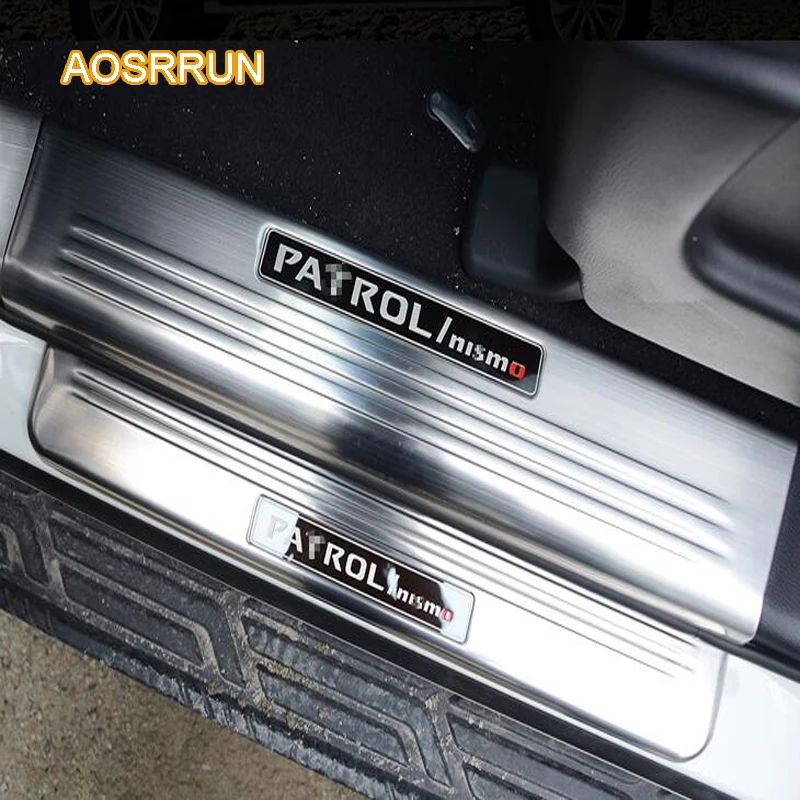 AOSRRUN, нержавеющая сталь, Накладка на порог, Накладка на порог, светодиодный, Накладка на порог, Накладка на порог, автомобильные аксессуары для Nissan Patril y62