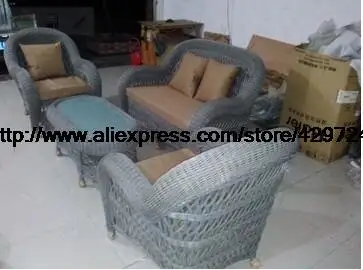 Роскошный ручной работы круглый ротанговый открытый диван набор садовый патио