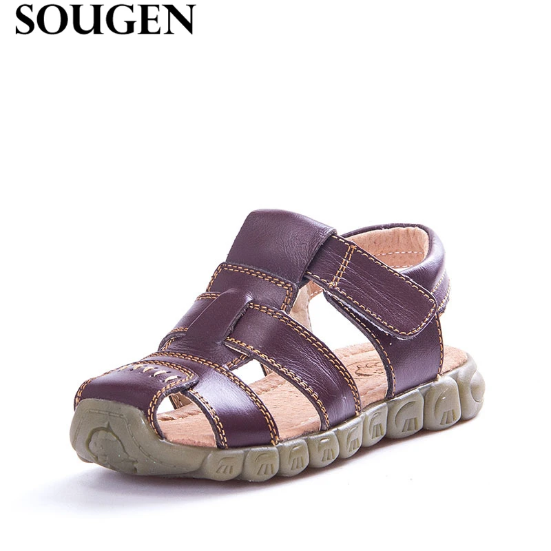 Дети Сандалии Лето 2017 г. натуральная кожа на мягкой подошве пляжная обувь детские