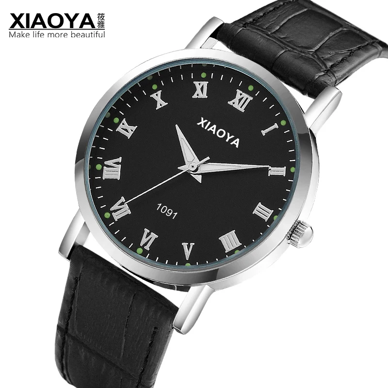 XIAOYA/модные Ультратонкие мужские наручные часы с кожаным ремешком простые