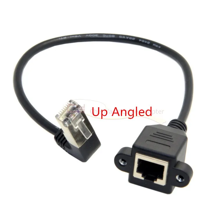 RJ45 штекер-гнездо 90 градусов вверх скрепленный угловой Шнур Разъемы Ethernet LAN