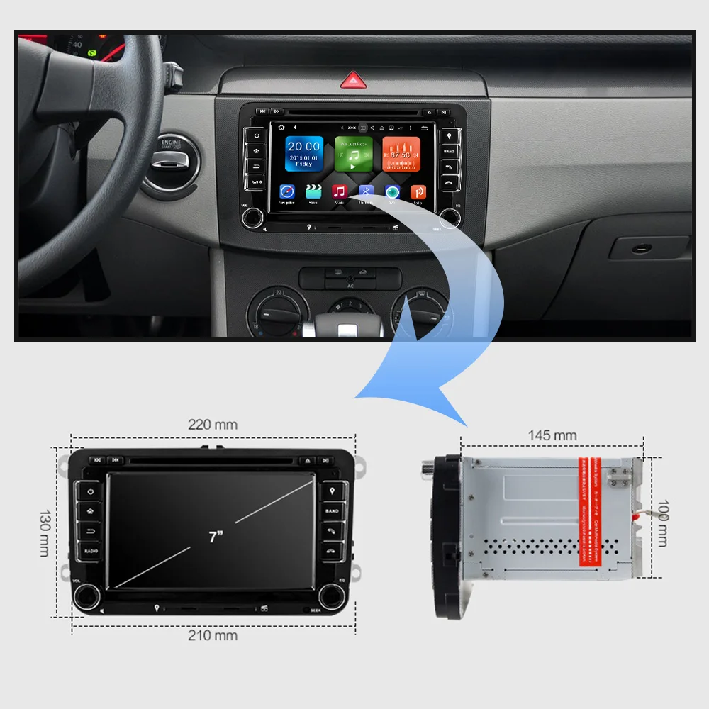 Eunavi 2 Din Android 9 0 автомобильный DVD плеер аудио радио GPS навигация для VW GOLF 6 Polo Bora JETTA B6