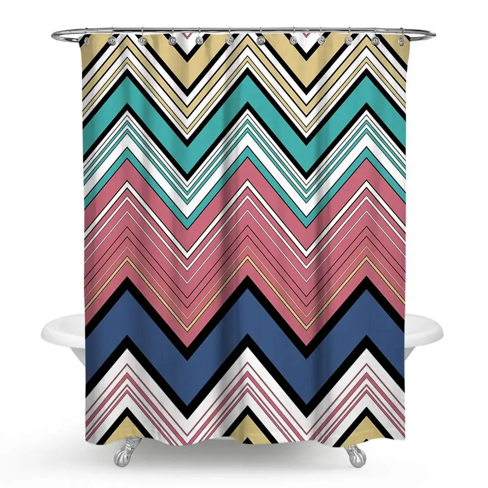 Серая занавеска для душа черно-белая ванной ткань Геометрическая Douchegordijn 3D