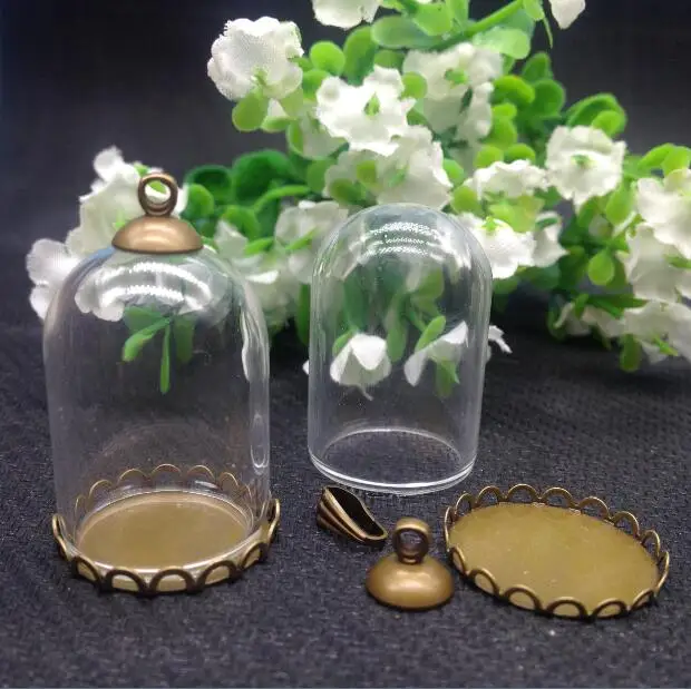 5 компл./лот кружевная основа в форме трубки 30*20 мм стеклянный шар античная бронза