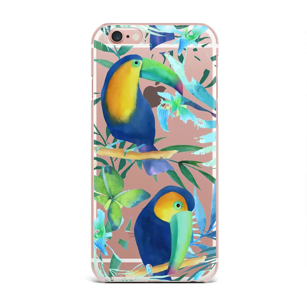 Case For iPhone 7 Plus Soft TPU Smart Mobile Phone Shell Pattern Cute Protect Patterned Exotic Flower The Parrot | Мобильные