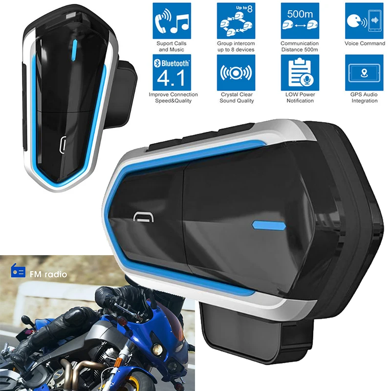 Мотоциклетная Беспроводная гарнитура Bluetooth 4,1 Hands-free FM Радио MP3 шлем гарнитура наушники аудио