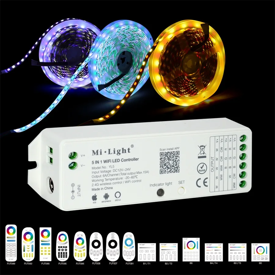 Milight 4 в 1/5 1 WiFi RGB светодиодный контроль ler приложение для смартфона Голосовое
