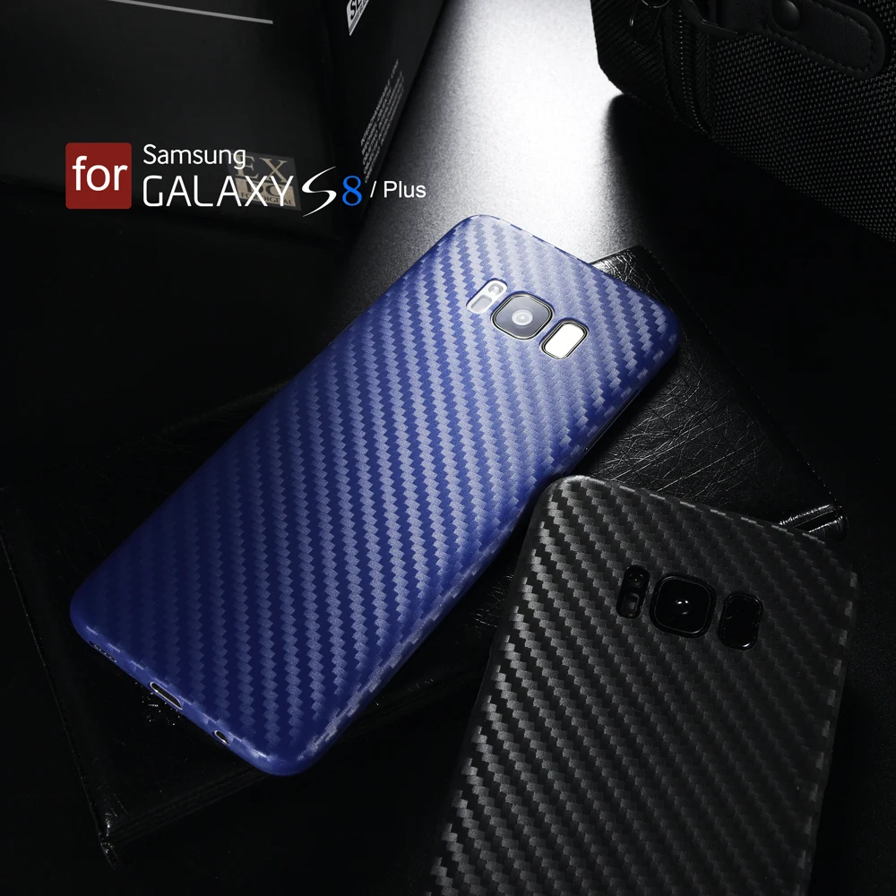 For Galaxy S8 Case Carbon Fiber 0.5mm Ultra Thin Slim Leather Skin Samsung Plus Soft PP Plastic Fitted Cover |