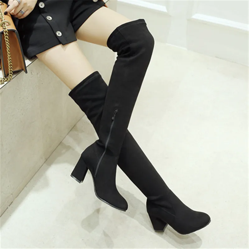 Женские ботфорты из искусственной замши Осень зима 2019|Ботфорты| |