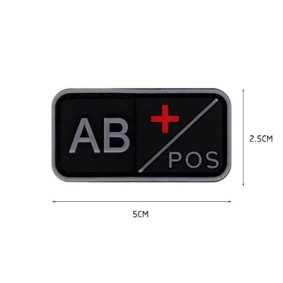 3D ПВХ патч A+ B+ AB+ O+ Положительный POS A-B-AB-O-отрицательный NEG Тип крови группа патч тактический боевой патчи военные значки - Цвет: 3