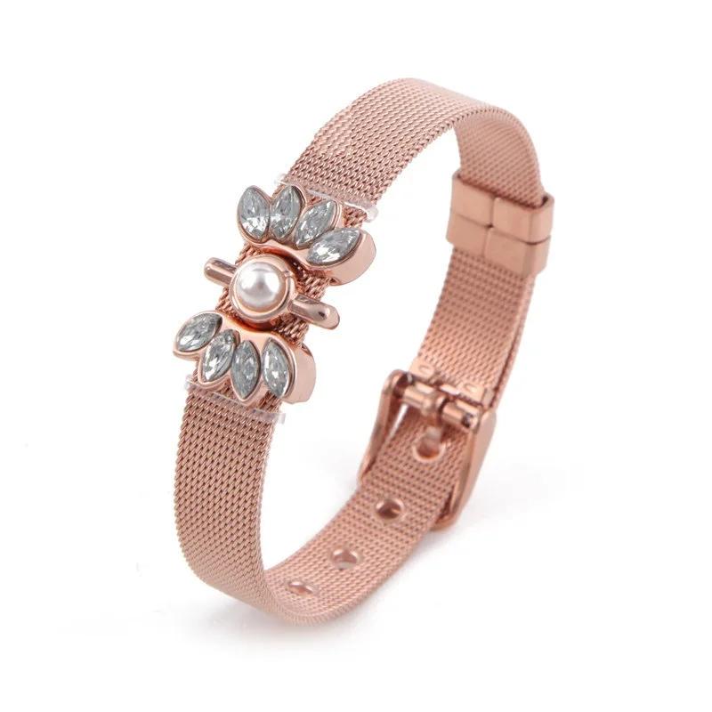 ARMNVNV 2018 Family KEEPERS Collection Stainless Steel Mesh Bracelet with Flower MOM Pearl Keeper Charms as a Gift for 1Set | Украшения и