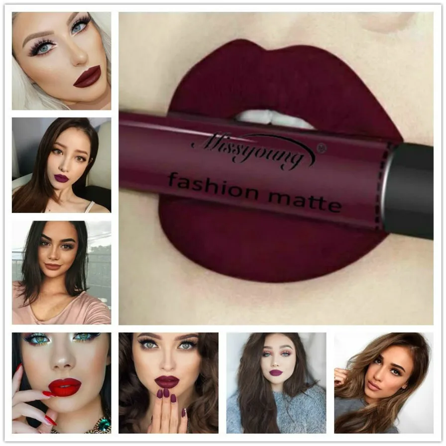 

1@# Desire Sexy Dark Red 18 Color Waterproof Lip Gloss Matte Liquid Lipstick Matte Lipstick Lipkit Cosmetics Makeup Lipgloss