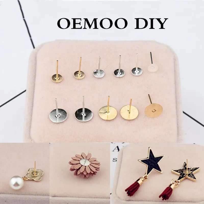 Металлические плоские серьги 8 мм штифты для сережек затычек фурнитура своими