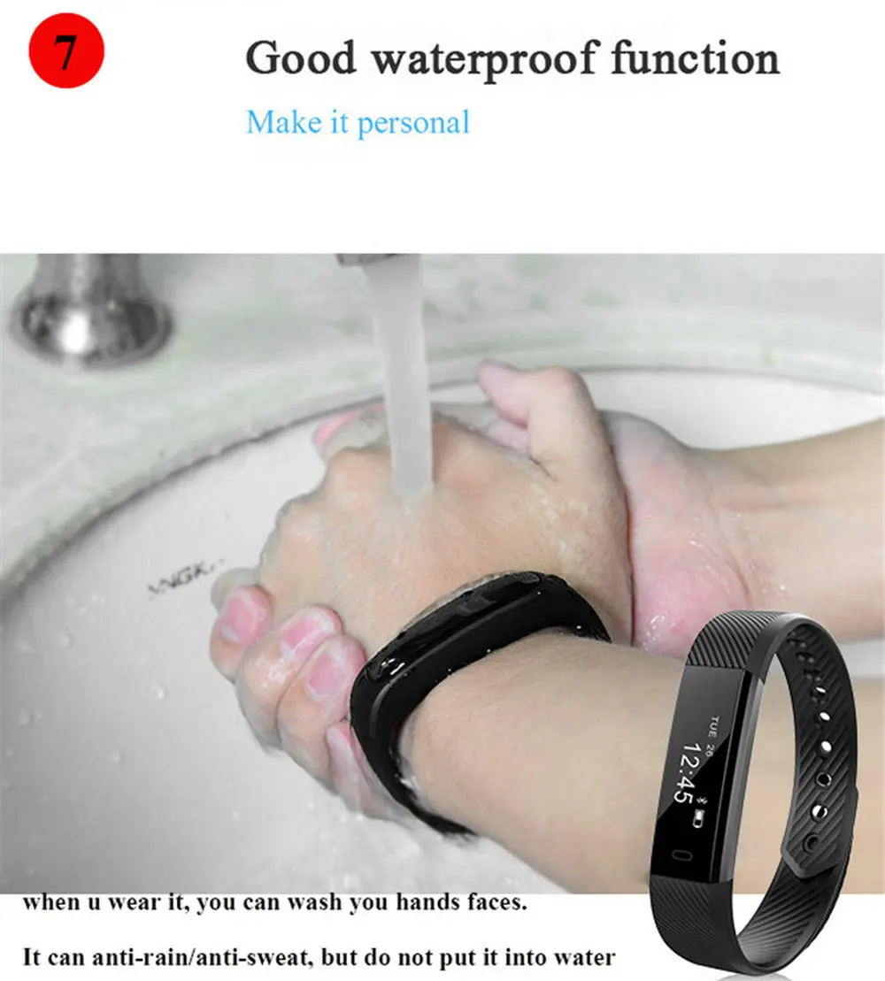 2018 ID115 HR Diggro Smart Bracelet Heart Rate Monitor Activity Tracker Band Waterproof Wristbands For IOS Android | Электроника