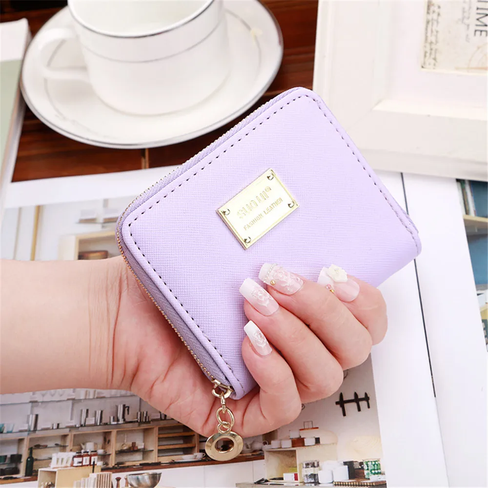 2017 High Quality women wallet Brand Metal sheets Decorate PU Leather Wallet Women Fashion Zipper Short Coin Purse | Багаж и сумки