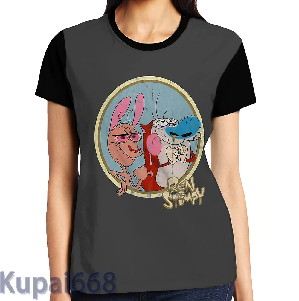 Забавная футболка с графическим принтом мужские топы футболки Ren and Stimpy женская