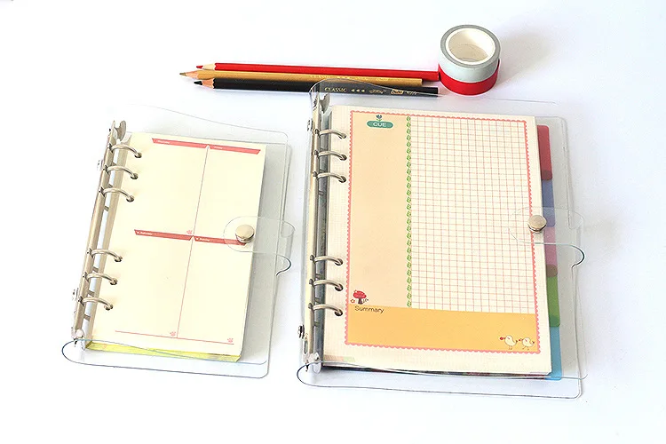 

Harphia A5/A6/A7 PVC Notebook Simple Planner Accessory Office School Stationery Transparent Concise 6 Holes Binder Spiral Cover