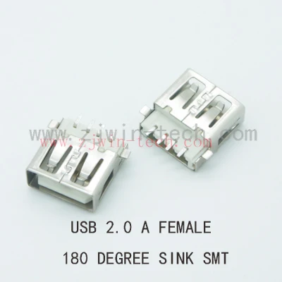 

(10PCS) USB Connector 2.0 Femle Jack Charging Inferenc USB Connector Female 4P 180 Degree FLAT Mouth PCB Board Sink SMT