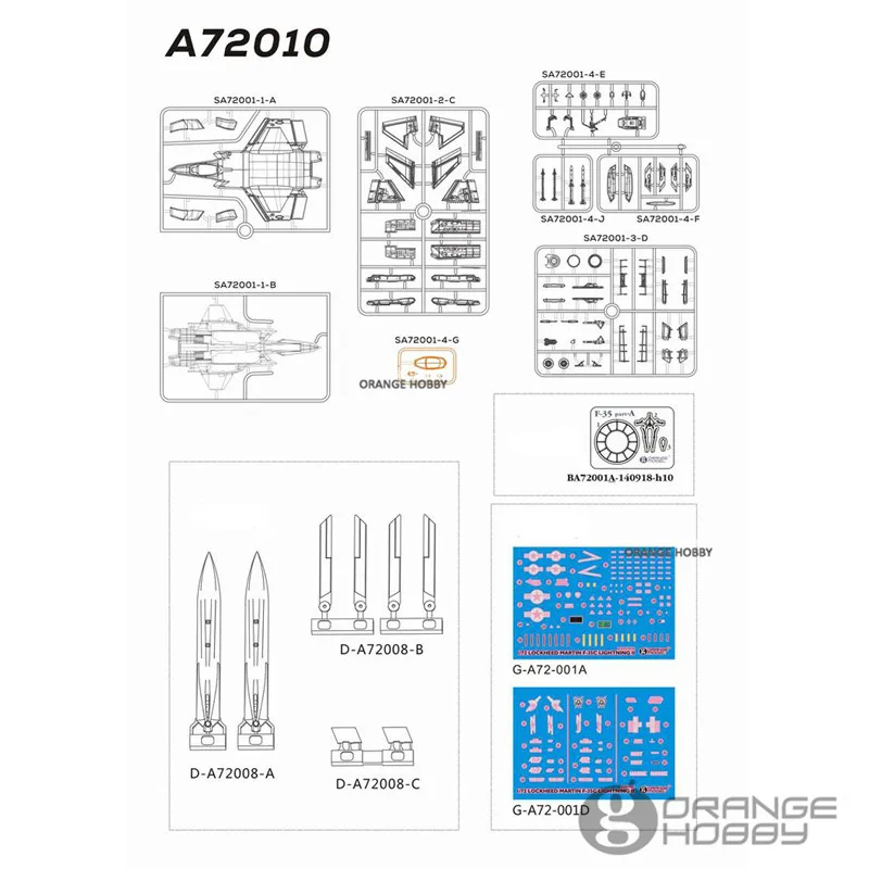Набор пластиковых моделей OHS OrangeHobby 1/72 F35C Lightning II Joint Strike Fighter|Наборы для сборки