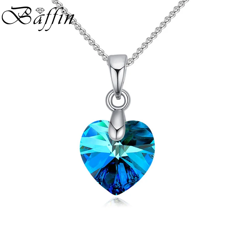 BAFFIN мини-ожерелье в форме сердца, подвеска с кристаллами Swarovski для женщин и девочек, подарок, серебряная цепочка, Детские ювелирные украшения - Окраска металла: Crystal BB