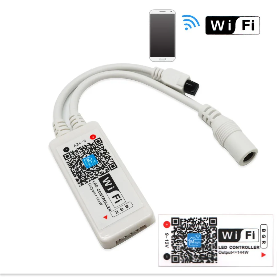 DC12V RGB RGBW Wifi LED Controller android /IOS Mini + IR 24Key Remote control for SMD 5050 Strip Light Via Smartphone | Освещение