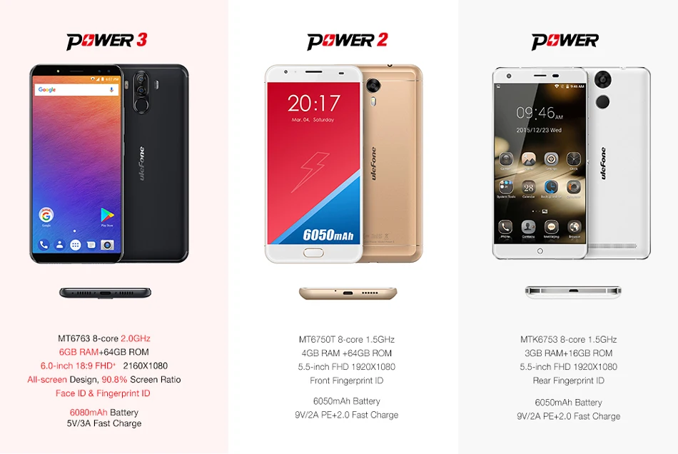 Ulefone Power 3 смартфон с восьмиядерным процессором 6080 мАч ОЗУ 6 ГБ ПЗУ 64 дюймов 18:9 FHD + 4